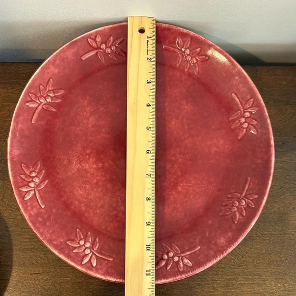 Dinner Serving Plates Charger Platters Sonoma Cranberry Winter Fields Red Set 2 - Picture 4 of 4